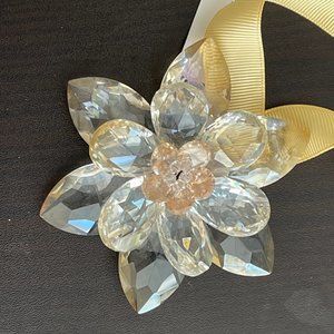 Yellow & White Crystal Flower Necklace by Jianhui London